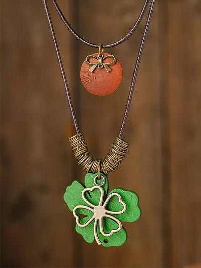 Collier à double pendentif trèfle de la Saint-Patrick 