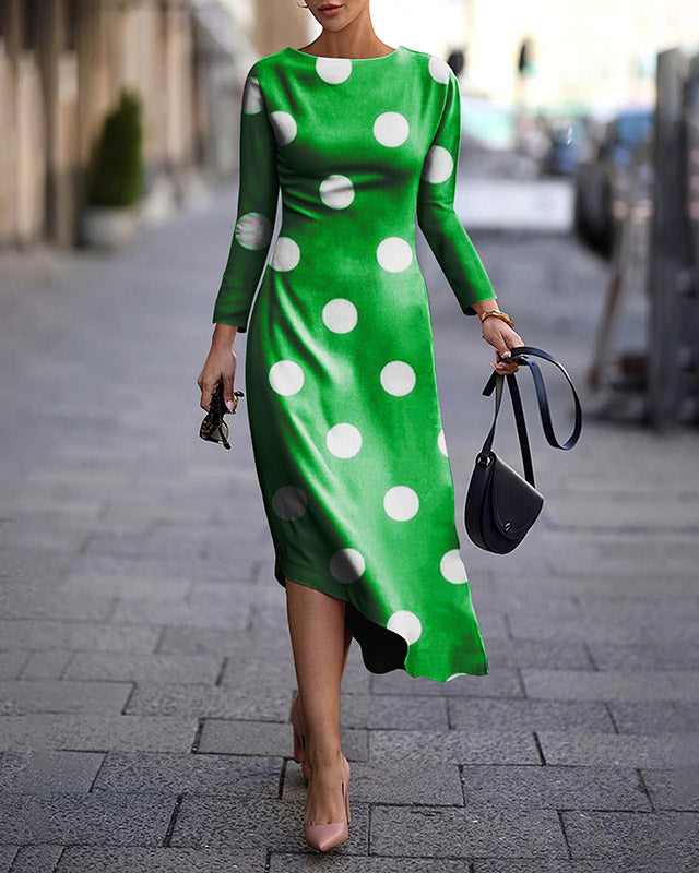 Long Sleeve Slim Fit Printed Dress