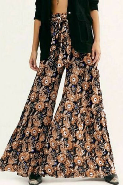 High Waist Flared Trousers Loose Slacks