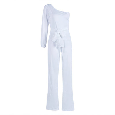 Enticing Slim High Waist One Shoulder Jumpsuit