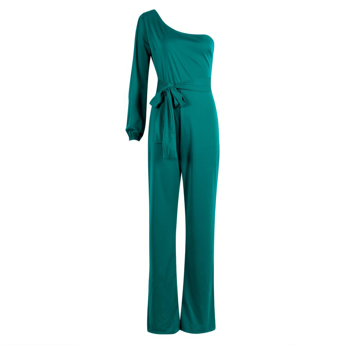 Verführerischer, schmaler One-Shoulder-Jumpsuit mit hoher Taille