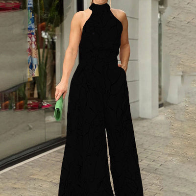 legant and elegant lace-up halterneck jumpsuit