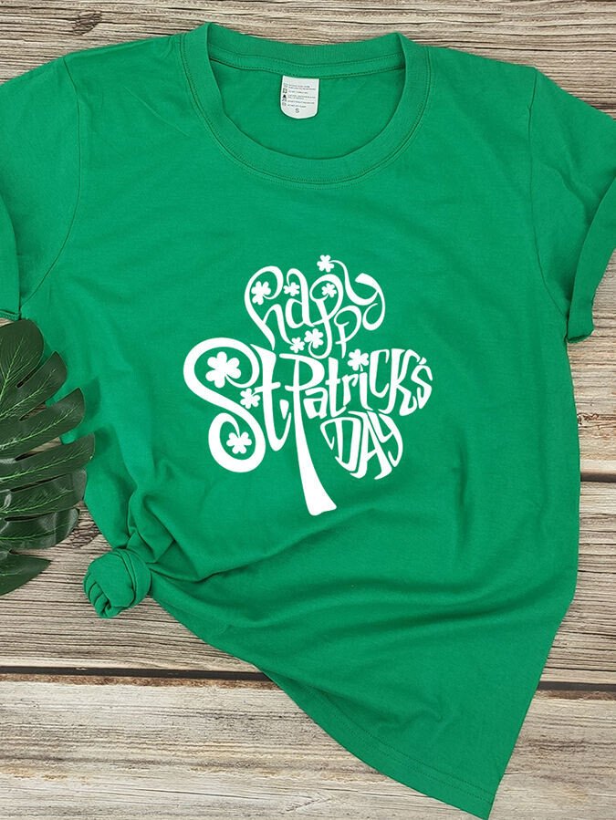 Damen T-Shirt mit Kleeblatt-Motiv zum St. Patrick's Day 