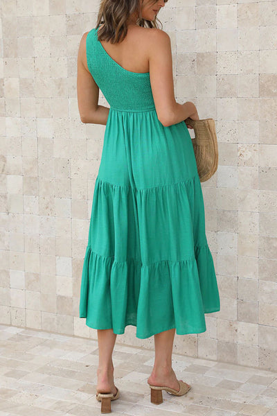 Off-Shoulder Sleeveless Layered Ruched Dress