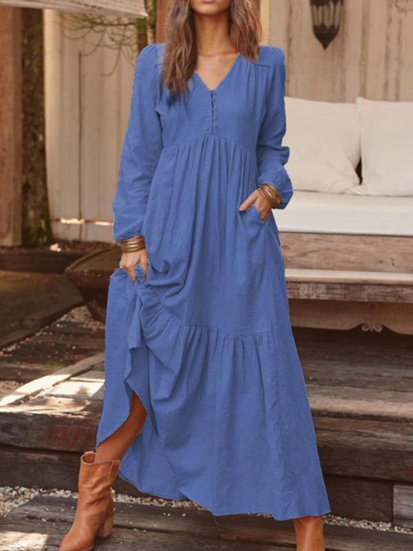 Robe décontractée à manches longues pour femme 