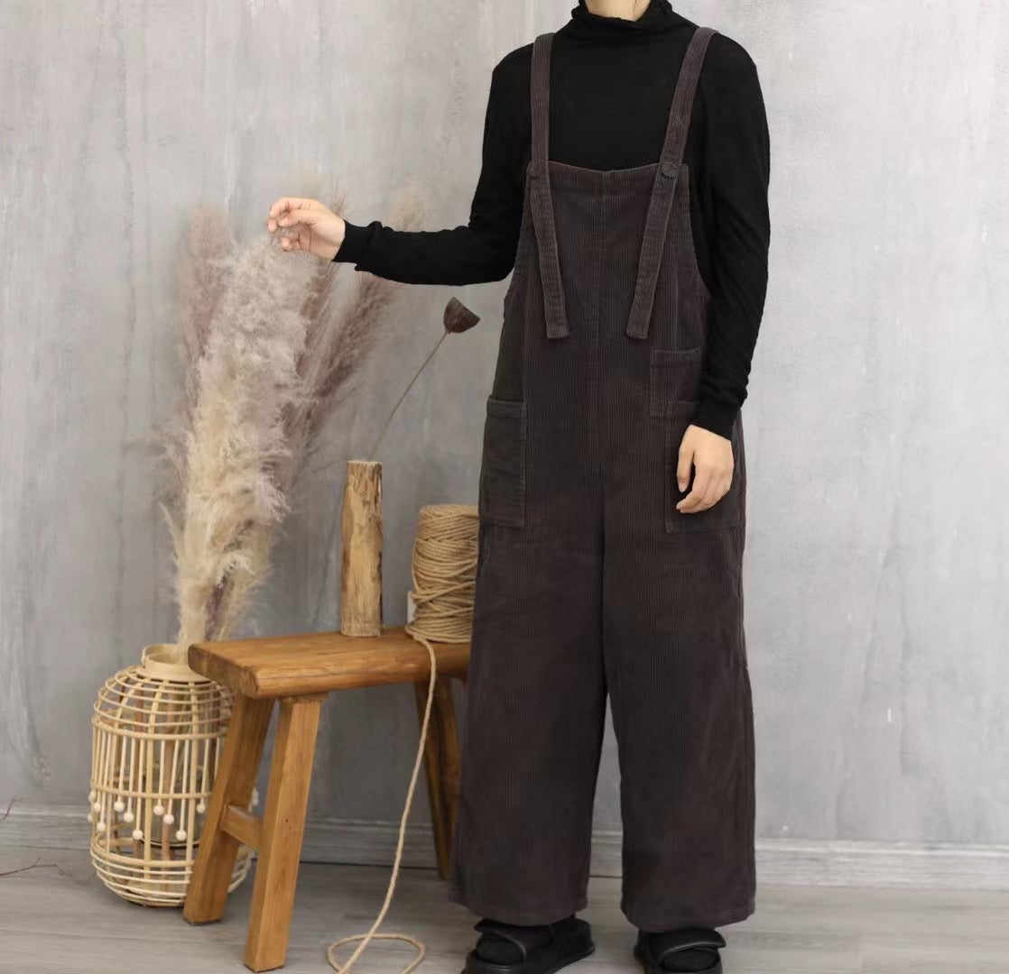 Literary retro corduroy jumpsuit