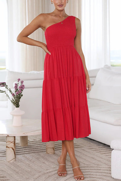 Off-Shoulder Sleeveless Layered Ruched Dress