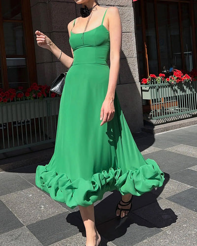 Elegant Solid Color Slip Dress