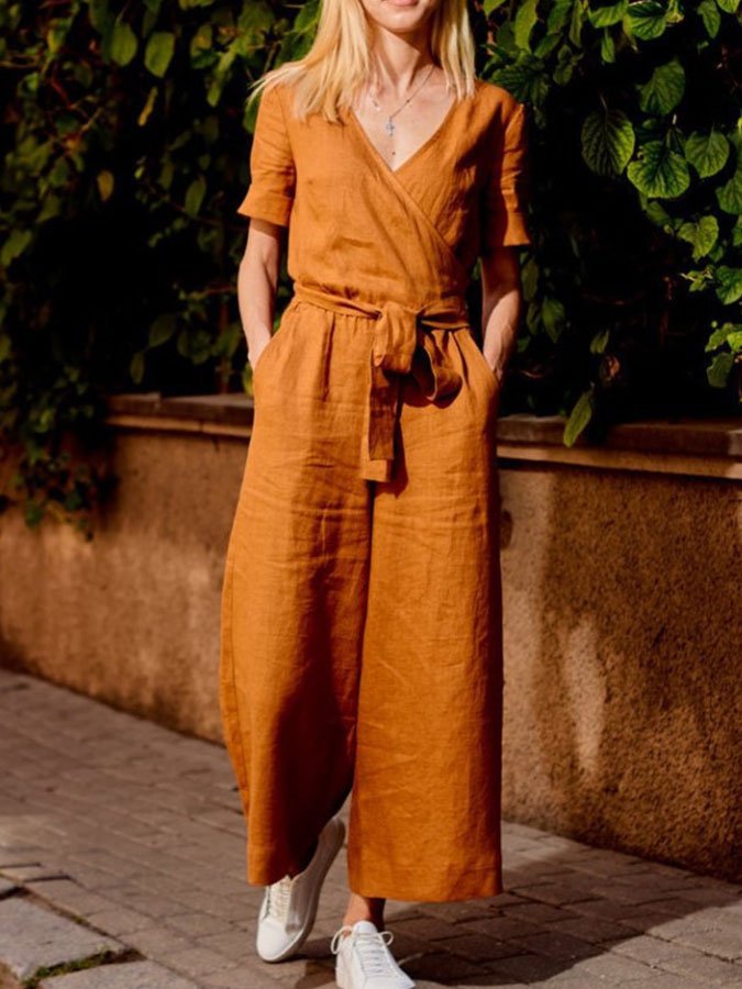 Solid Color Casual Jumpsuit