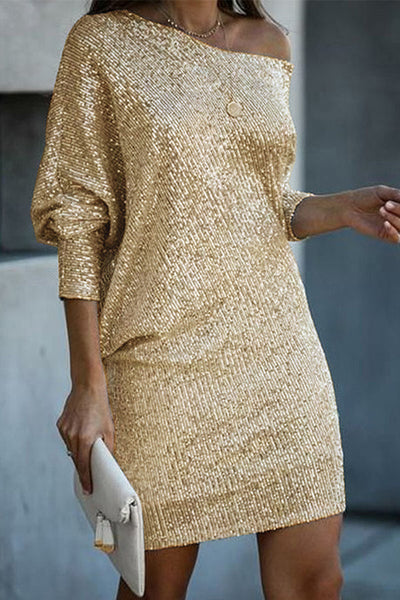 Sequin Long Sleeve Slim Pencil Skirt