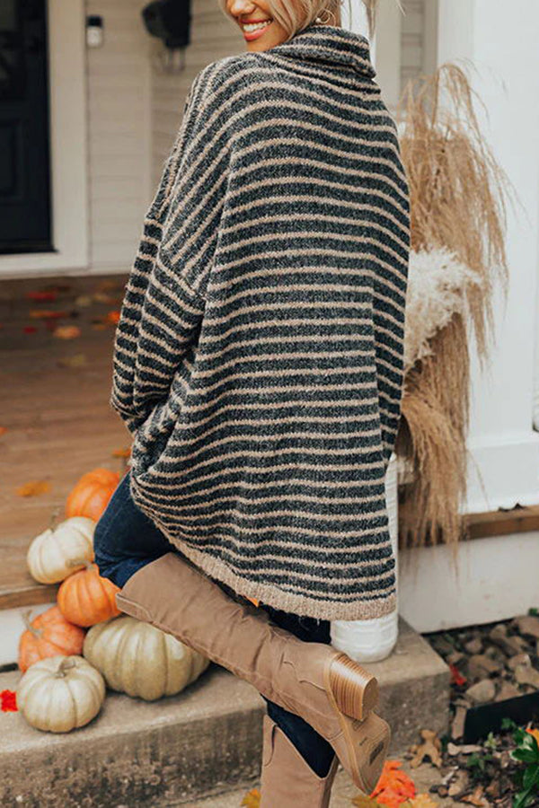 Stripe Pocketed Tunic Sweater