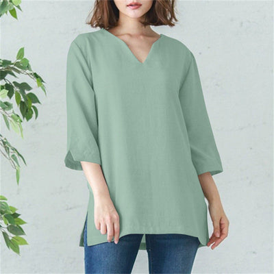 Casual V-neck Cotton Shirt