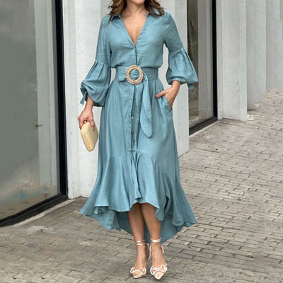 Casual High Low Sweep Wrap Dress