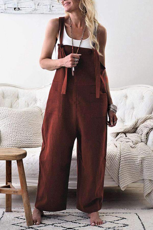 Modischer Jumpsuit mit eckigem Ausschnitt und Tasche vorne 