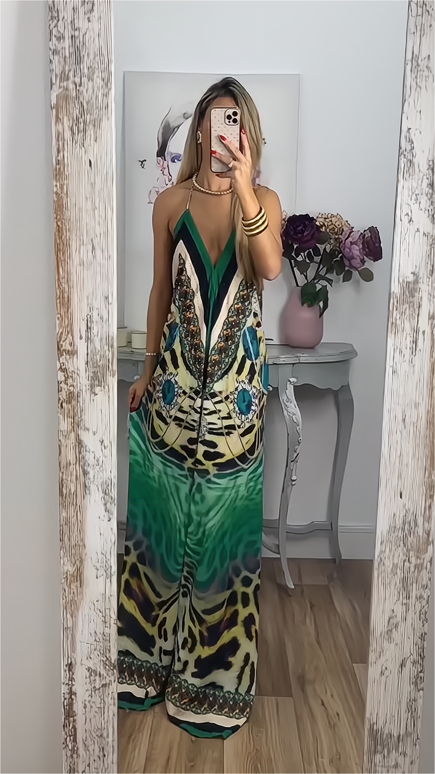 Rückenfreies Boho-Maxikleid mit Slip 