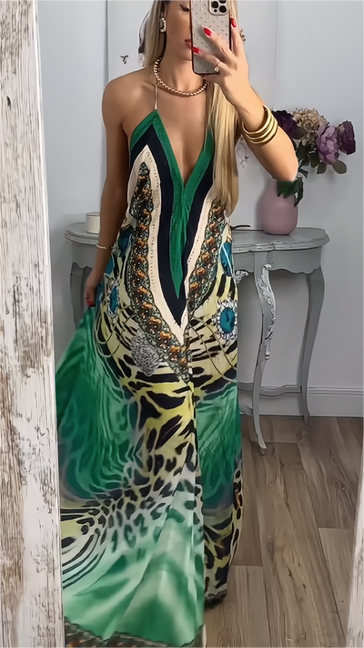 Rückenfreies Boho-Maxikleid mit Slip 