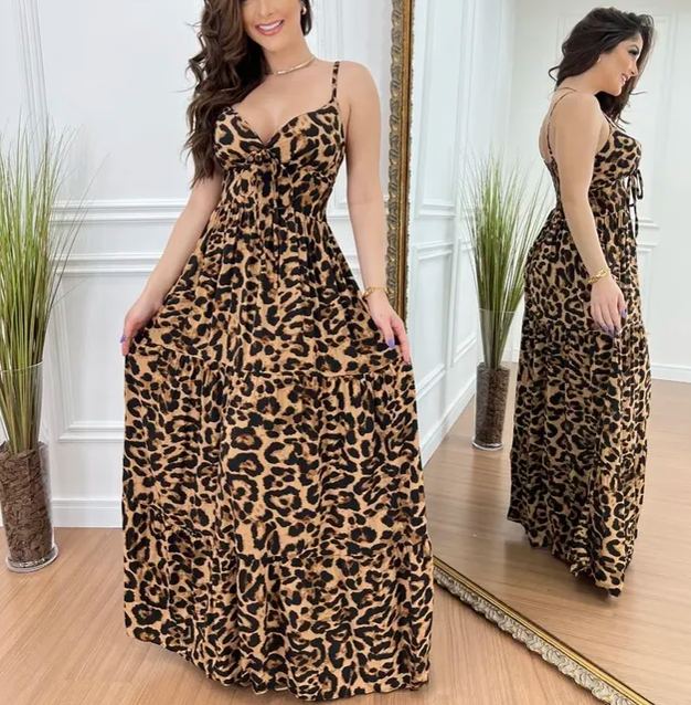 Maxi-Unterkleid mit Leopardenmuster 