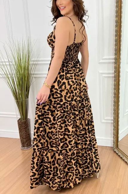 Leopard Print Slip Maxi Dress