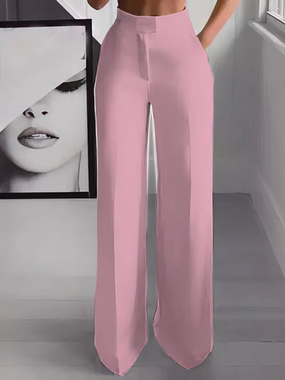 One-Shoulder Crop Top & Mopping Pants Two-Piece Suit