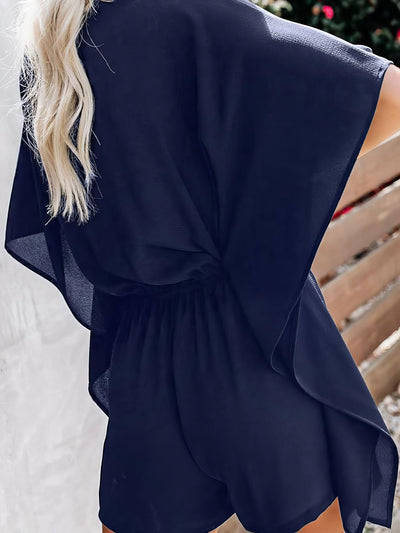 Weite, lockere und legere Jumpsuit mit V-Ausschnitt und hoher Taille